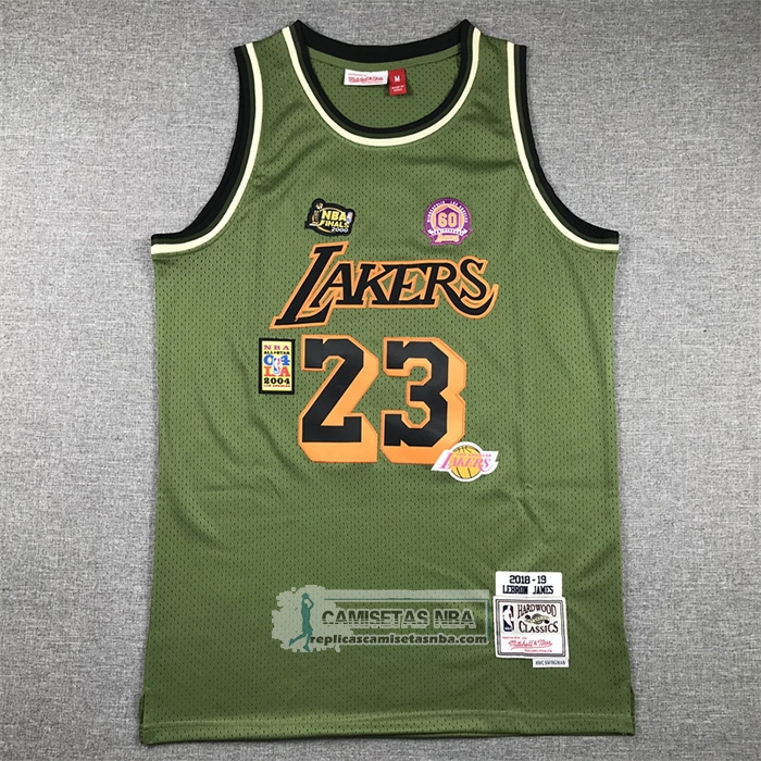 Camiseta Los Angeles Lakers Lebron James NO 23 Mitchell & Ness 2018-19 Verde
